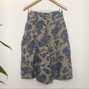 Linen Floral Skirt